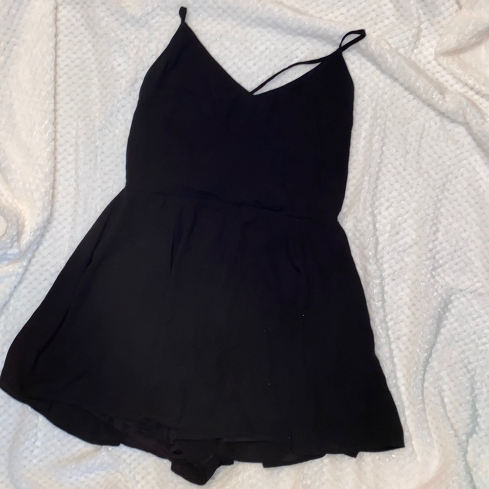 Lace back black romper